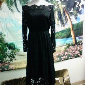 Party time, Off the Shoulder, Black lace Even Dress